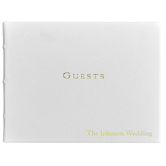 White Leather Personalized Guest Book